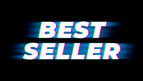 best seller text vintage glitch effect promotion.