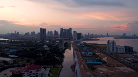cambodia's capital city, phnom penh skyline with mekong river view
