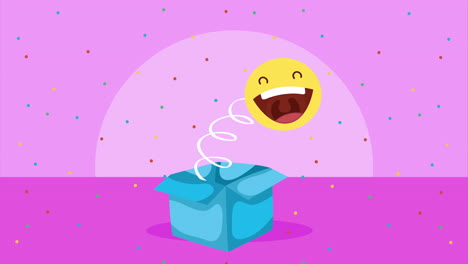 happy emoji popping out of a box