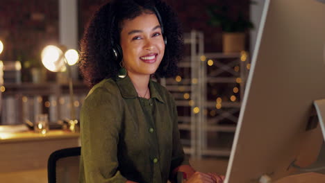 customer service, night and a woman consultant