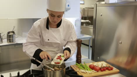 cook preparing soup in the kitchen