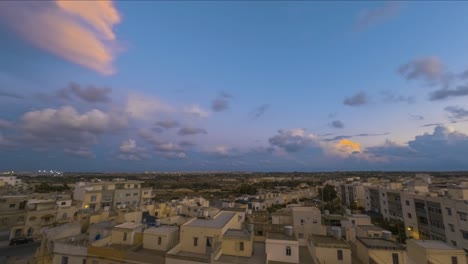 timelapse of siggiewi sunset in malta, clouds moving, day to night