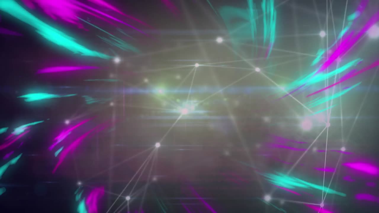 animación de la red de conexiones a través de luces brillantes de colores