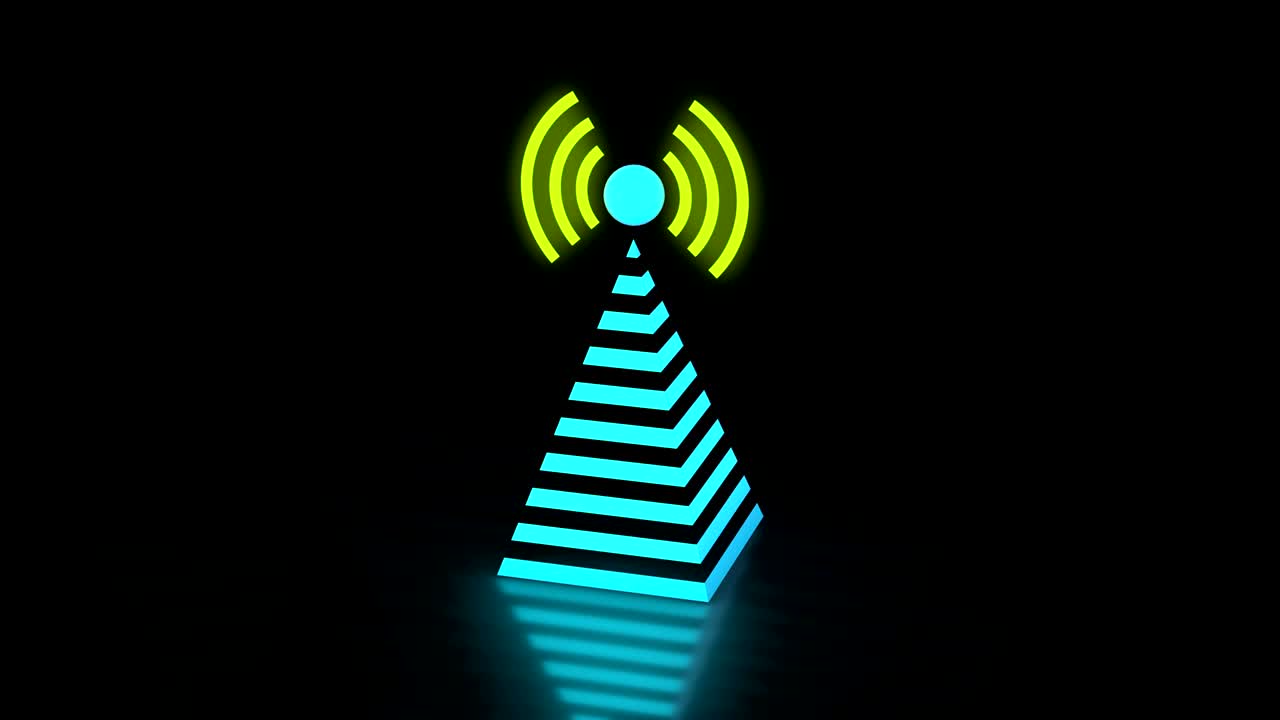 torre inalámbrica con ondas de radio animación de video