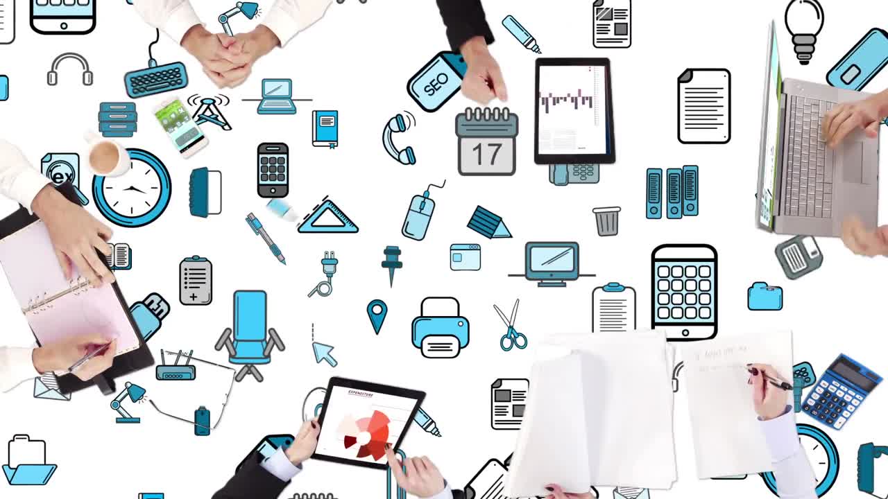 사업가 들 의 손 이 일 하고 있다