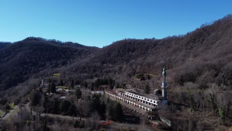 aerial view over consonno ghost town in the olginate municipality of the province of lecco