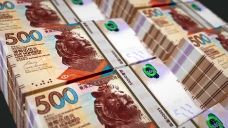 los billetes en dólares de hong kong se envuelven en un bucle sin costuras.