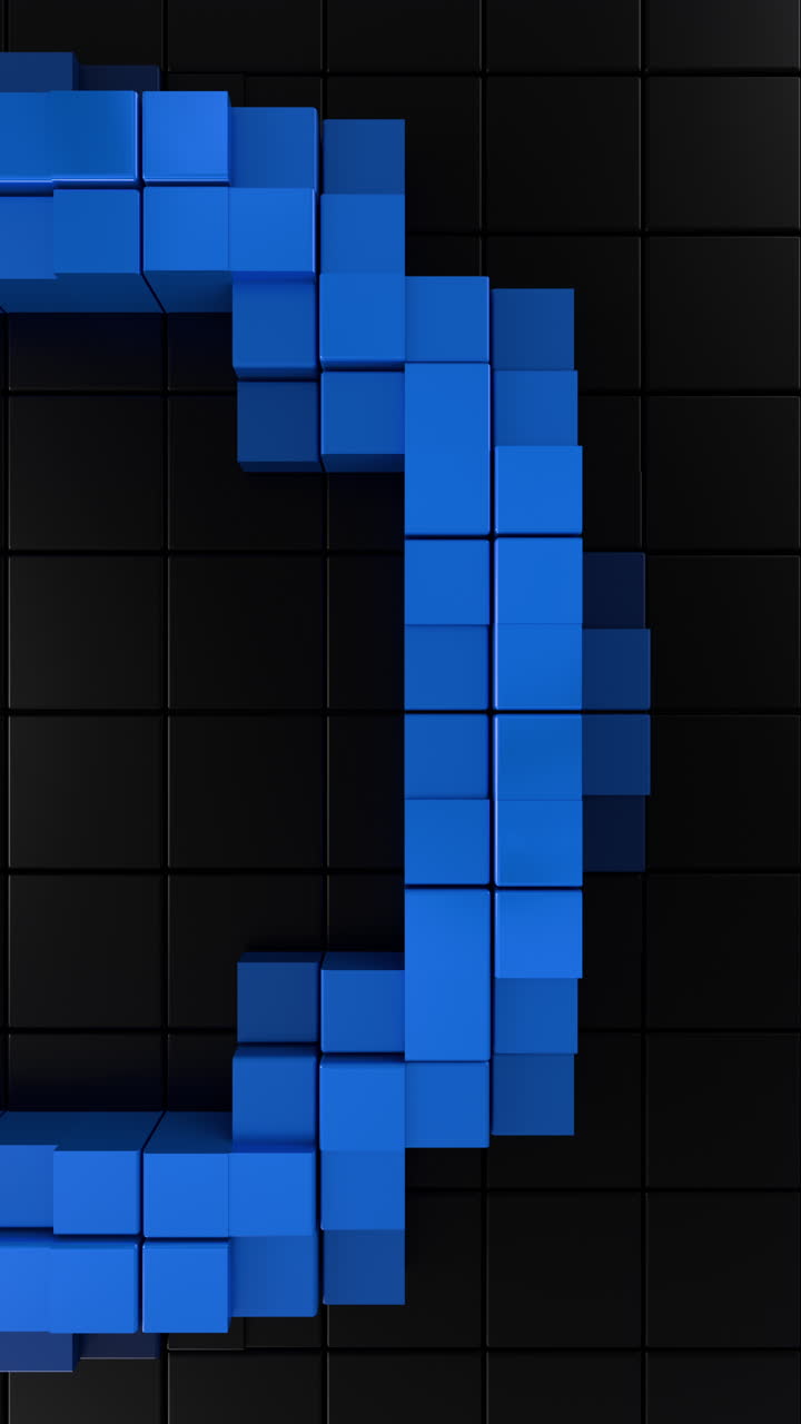 Blue Abstract Curved Vertical Arc Seamless Futuristic 3D Loop Animation. 3D rendering