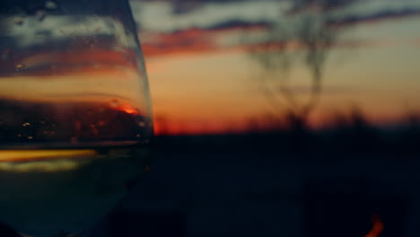abstract shot sunset glass shining golden hour in beautiful nature background.