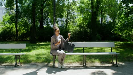 businesswoman in park