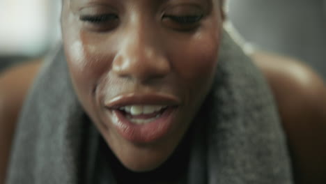 close-up of a smiling woman after workout