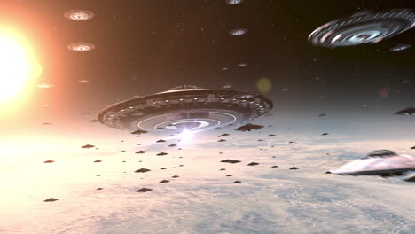 alien invasion fleet in space