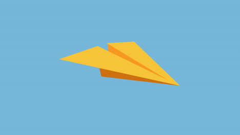 animation of paper plane icon moving on blue background