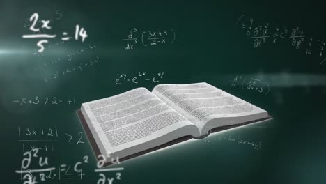 mathematical equations against open book