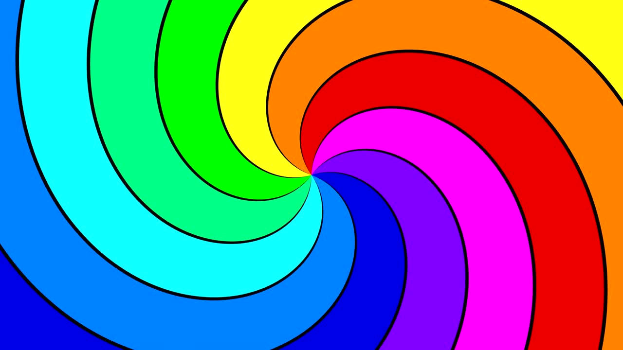remolino espectral del arco iris que gira lentamente en el sentido de las agujas del reloj, bucle sin costuras