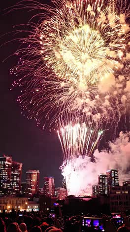 city fireworks display at night