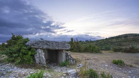 ancient dolmen at sunset