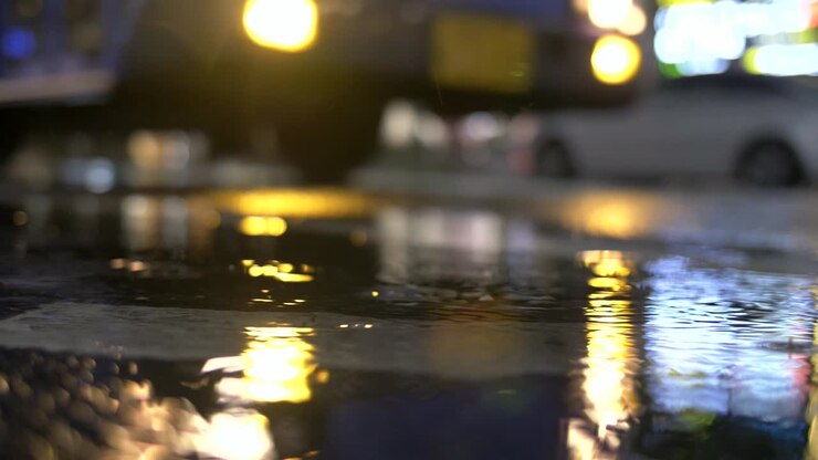 Rainy City Street Slow Motion