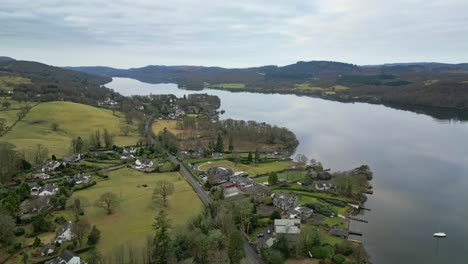 cinematic aerial footage of windermere lake district national park england uk popular tourist attraction