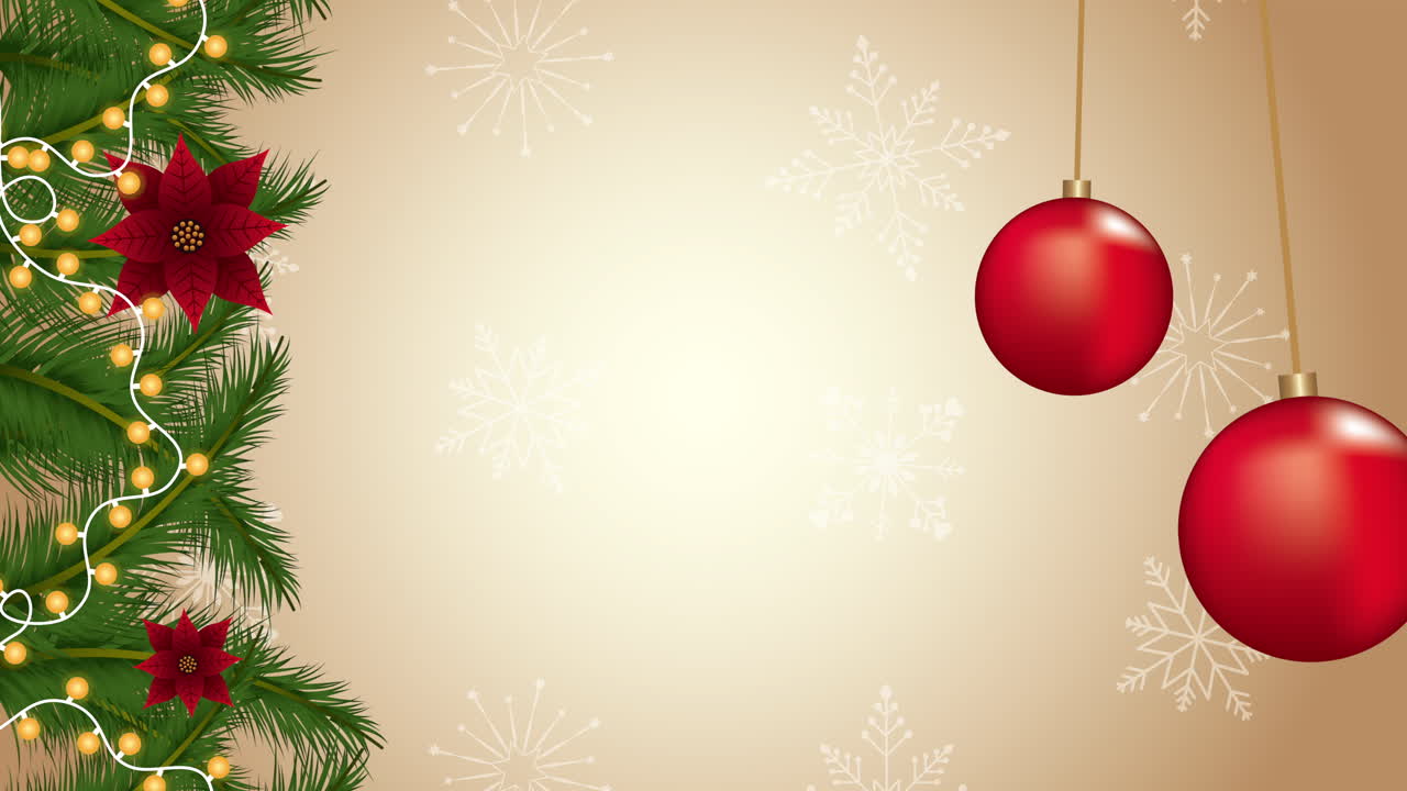feliz navidad animación con bolas colgando