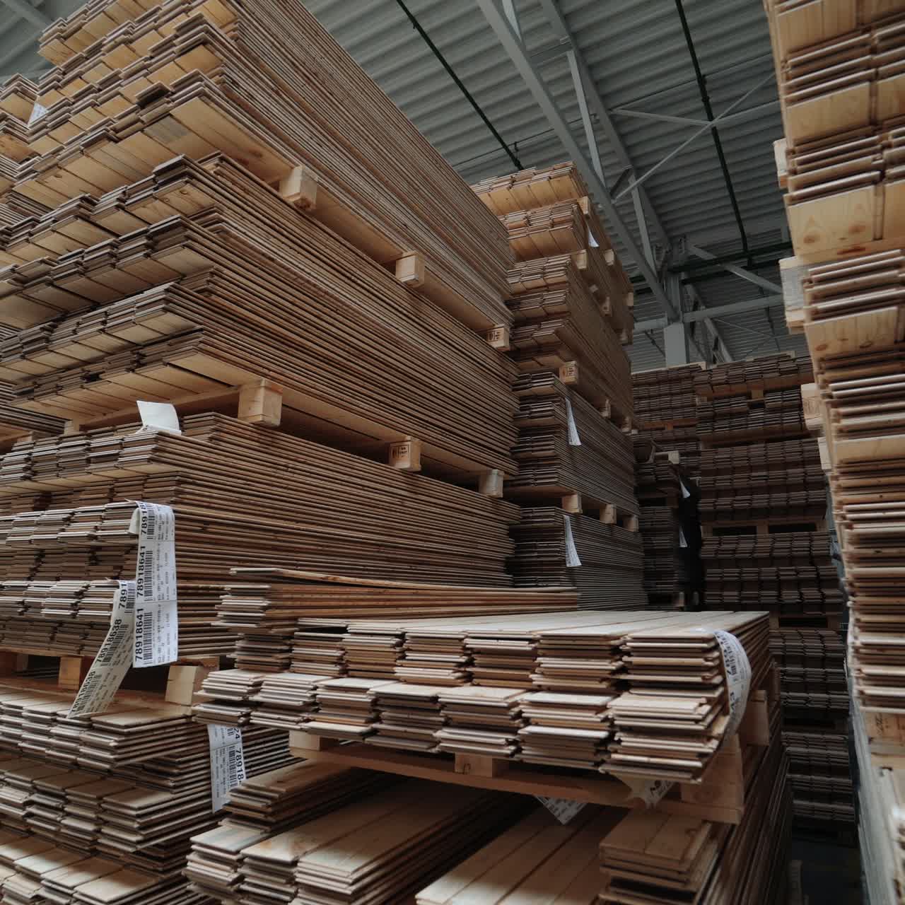 Factory for the production of parquet board. Modern industrial factory