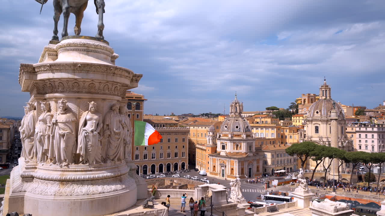 Time-lapse van Piazza Venezia, uitzicht vanaf Vittoriano Panorama van Rome