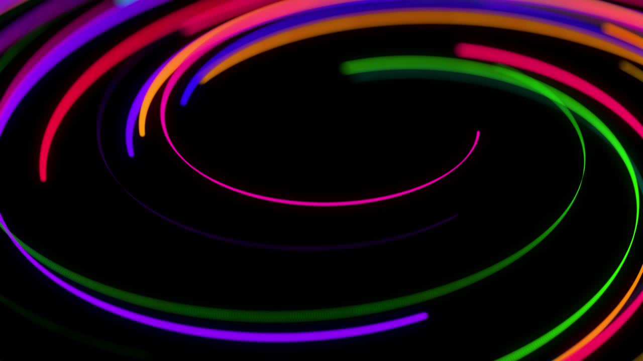 Colored lines or streaks swirling in spiral fly along swirling path. Motion design bg of particles shaping lines or trails, helix and abstract structures. 3d render