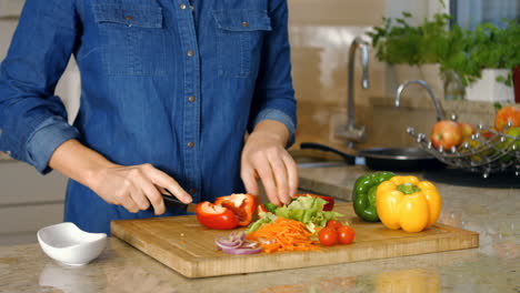 mujer cortando verduras