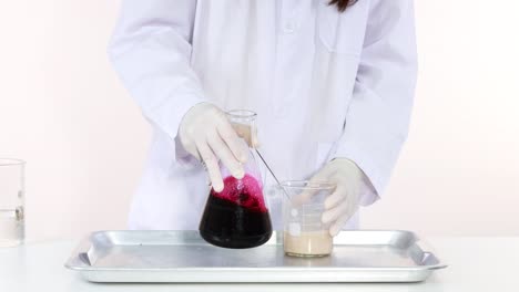 mixing substances for a chemical reaction demonstration