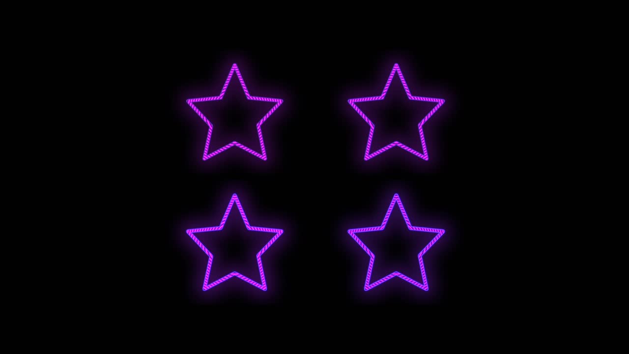펄싱하는 네온 보라색 빛이 있는 별 패턴