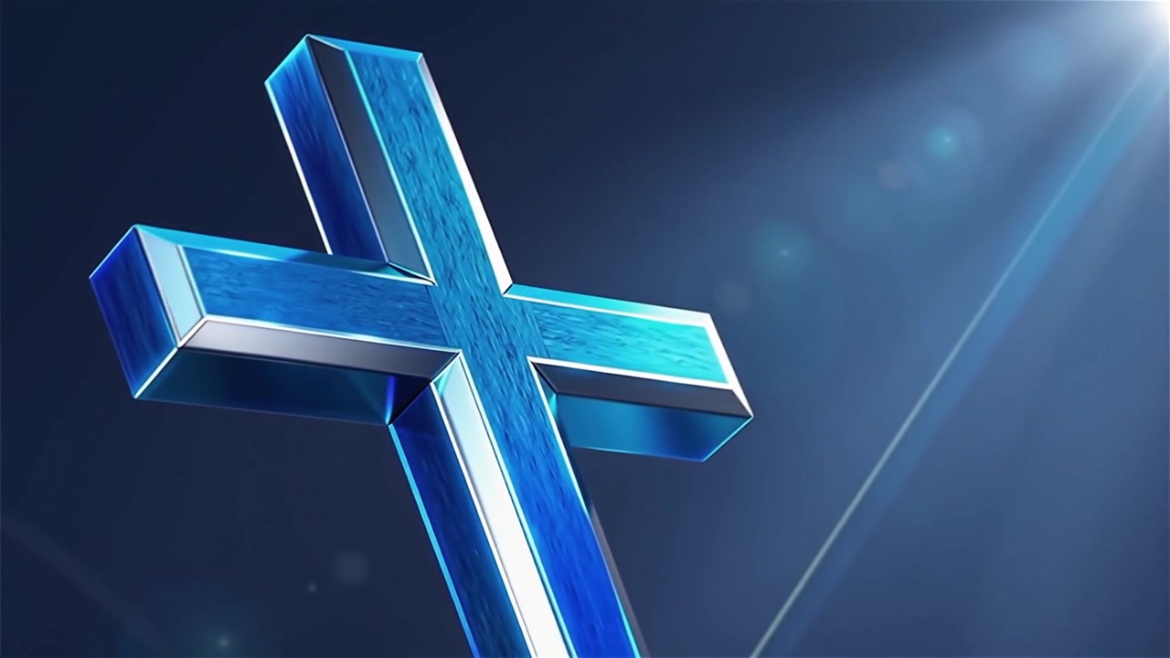 Croce Cristiana Luce Celestiale Sfondo per il Culto.
