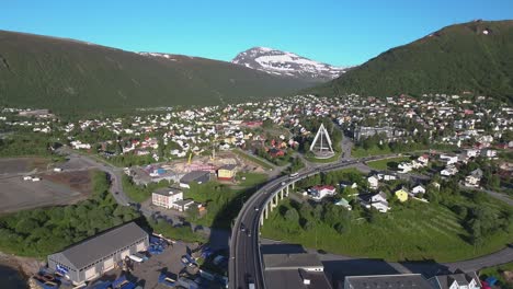 tromso, norway aerial footage. tromso is considered the northernmost city in the world with a population above 50000.