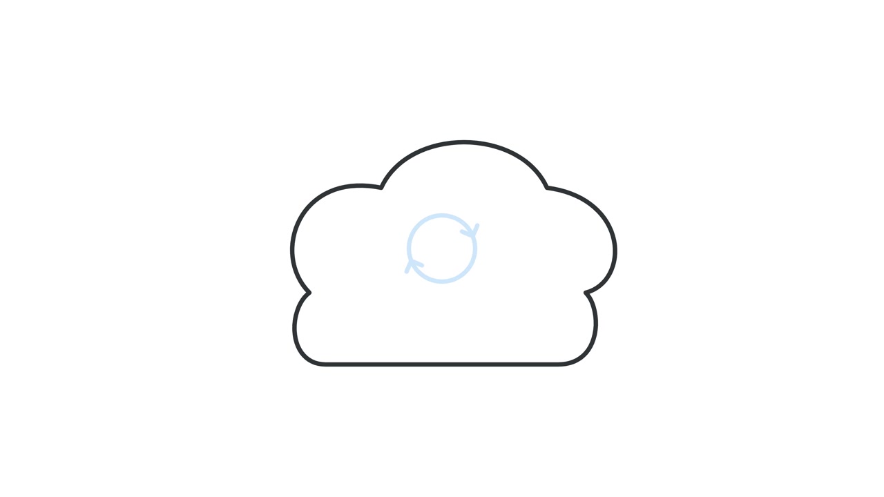 Animated Cloud Icon Drawing with Loading Spinner