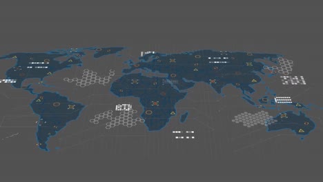 animación del mapa del mundo en fondo gris