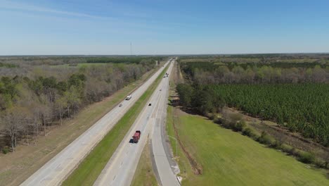 aerial pull out from interstate 16 in georgia.