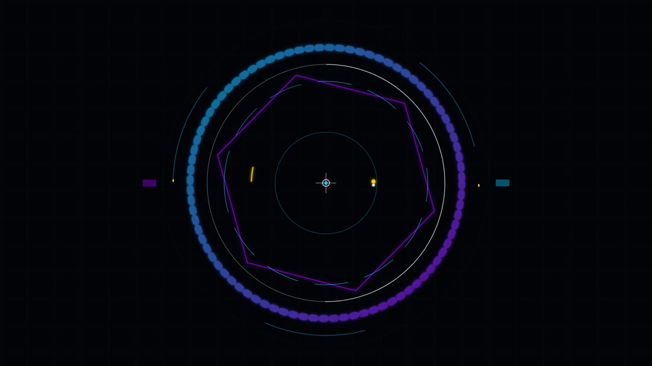 Abstract Digital HUD Interface with Rotating Geometric Shapes