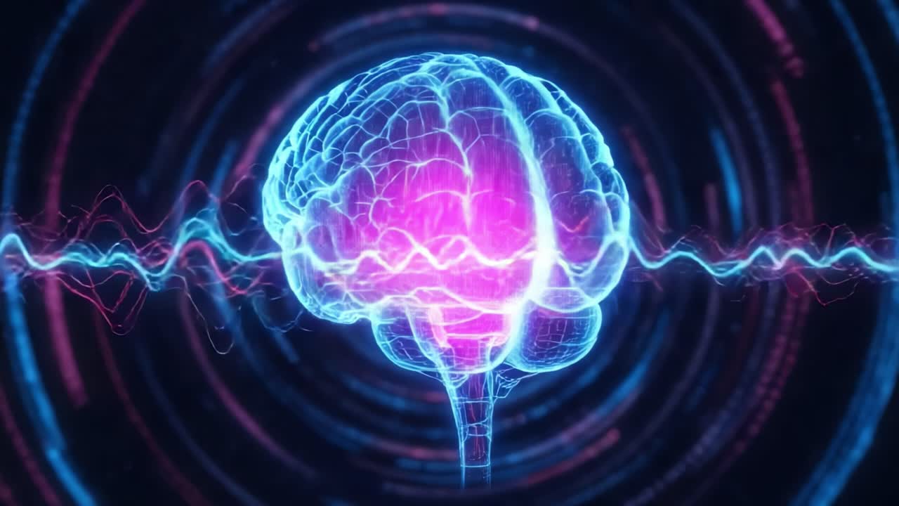 A Captivating Visualization of the Brain: Synaptic Activity, Neural Networks, and Electric Waves Depicted in a Stunning Digital Interpretation