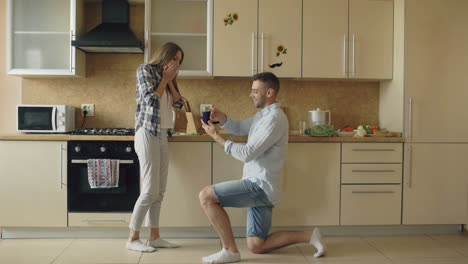 couple's engagement in the kitchen