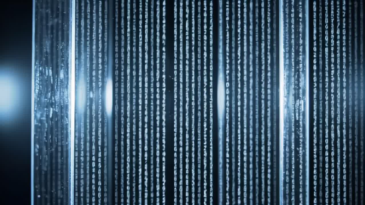 Binary code cascades in a mesmerizing display, creating an immersive digital experience that highlights its importance in technology and data processing. Dive into this captivating visual journey.