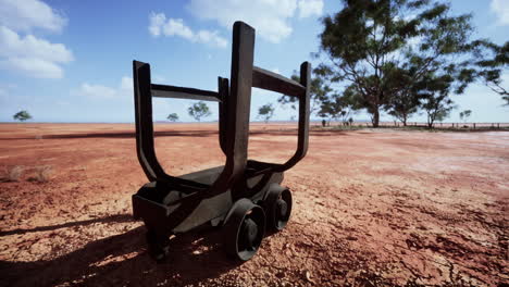 old rusted mining cart in desert