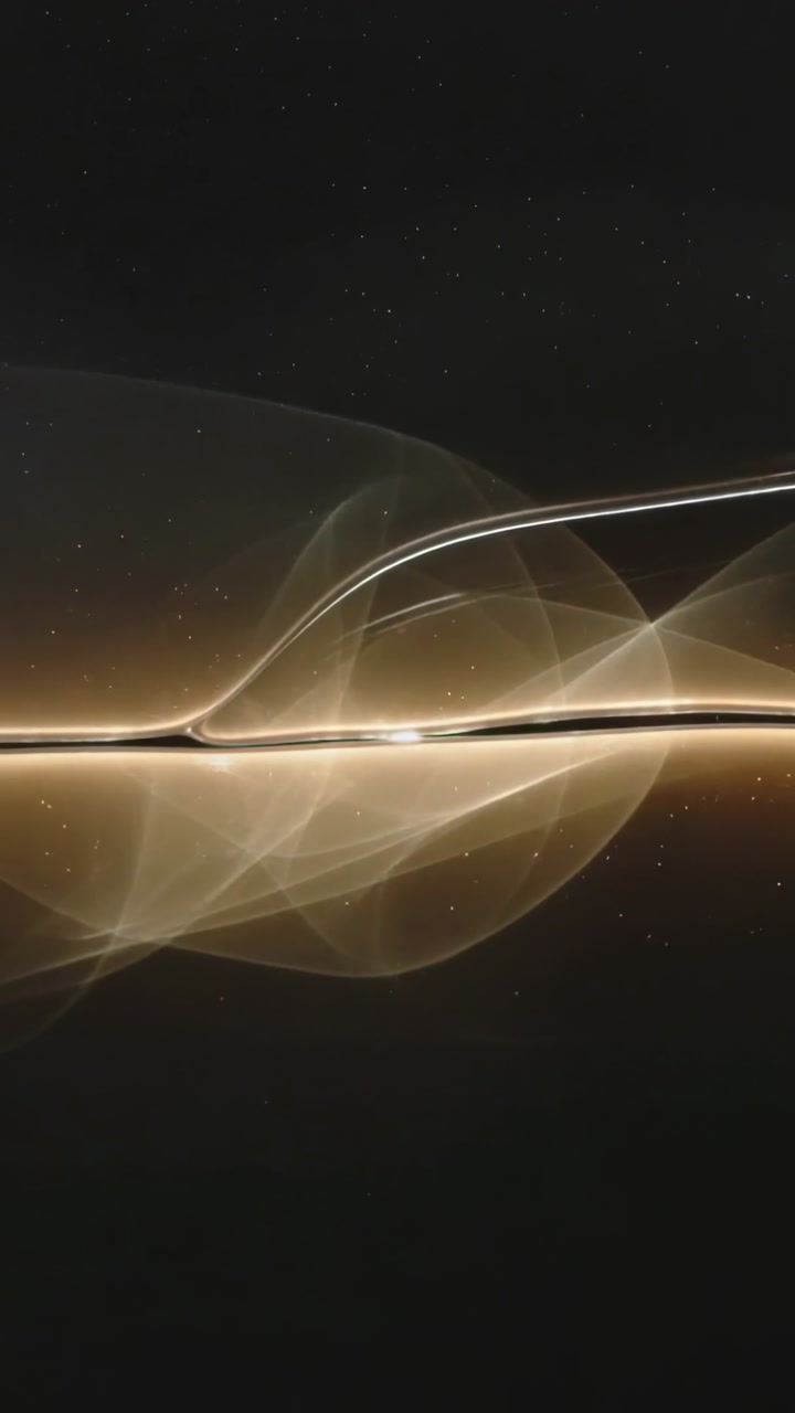 Vertical video: Tapping index finger making ripple along glossy screen seam, forming golden ribbon