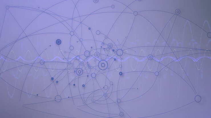 Animation of network of connections over dna strand