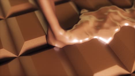 melted chocolate pouring over chocolate bar