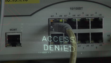 animación de texto de acceso denegado con iconos sobre el servidor.