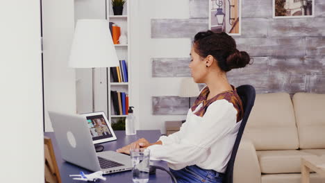 Woman-in-a-video-call-on-tablet-computer