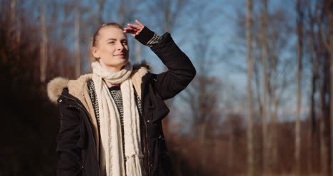 female tourist walking on a trail in mountains and rest 1