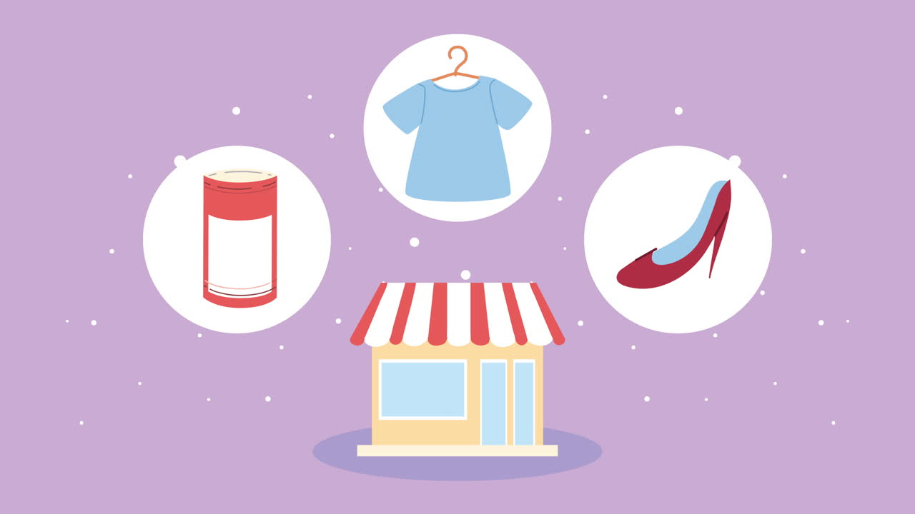 옷, 음식 및 신발을 소매하는 상점