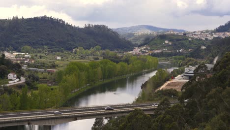 View-of-Penacova-city-from-the-mountain,-Portugal