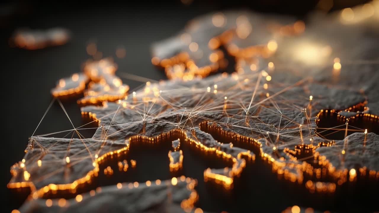 A Stunning Visualization of Europe's Connectivity: Illuminated Map Highlighting Network of Relationships and Regional Interconnections