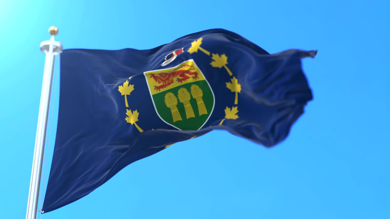 estandarte del vicegobernador de saskatchewan agitando, el bucle de canadá
